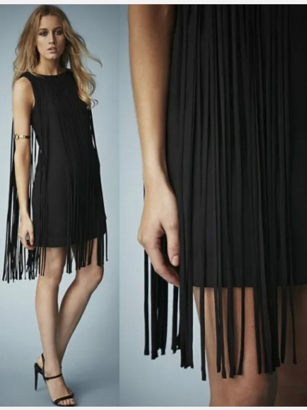 NWT Kate Moss ❤ Topshop Black Fringe Tassel Mini Dress Size 4